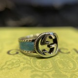 Gucci New Retro Interlocking Double G Green Enamel Ring
