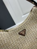 Prada Classic Triangle Logo Straw Bag Size: 25x15x7 CM
