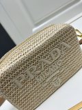 Prada New Classic Embroidered Logo Lafite Straw Camera Bag Size: 20x12x8 CM