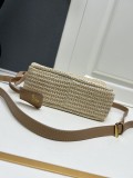 Prada New Classic Embroidered Logo Lafite Straw Camera Bag Size: 20x12x8 CM