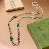Gucci New Luxury Retro Green Franc Double G Necklace