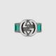 Gucci New Retro Interlocking Double G Green Enamel Ring