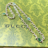 Gucci New Luxury Retro Green Franc Double G Necklace