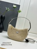 Prada Classic Triangle Logo Straw Bag Size: 25x15x7 CM