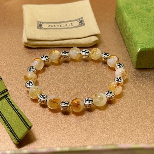 Gucci New Couple Classic Retro Double G Blonde Crystal Bracelet