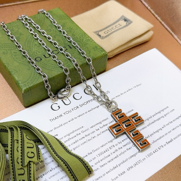 Gucci New Classic Retro Double G Cross Necklace