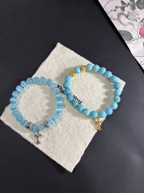 Chrome Hearts Retro Multi Element Blue Cat Eye Bracelet Bracelet