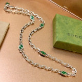 Gucci New Luxury Retro Green Franc Double G Necklace