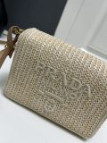 Prada New Classic Embroidered Logo Lafite Straw Camera Bag Size: 20x12x8 CM