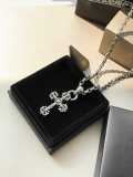 Chrome Hearts Unisex Punk Retro Flame Cross Necklace