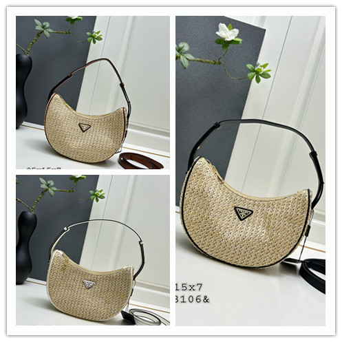 Prada Classic Triangle Logo Straw Bag Size: 25x15x7 CM