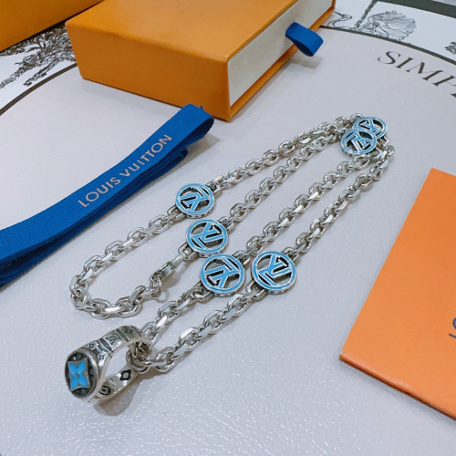 Louis Vuitton New Couple Classic Retro Logo Ring Pendant Necklace