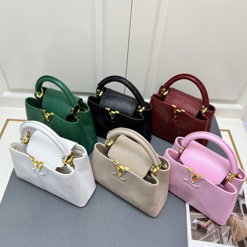 Louis Vuitton Classic LV Letter Lizard Leather Mini Handbag Size:27 x 18 x 9 CM