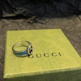 Gucci New Retro Interlocking Double G Green Enamel Ring