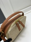 Prada New Classic Triangle Logo Lafite Straw Camera Bag Size: 19x12x6 CM