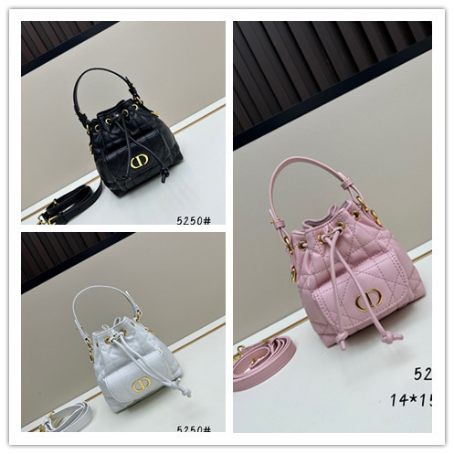 Dior New Classic Elegant Sheepskin Bucket Bag Crossbody Bag Size: 14x15x7 CM