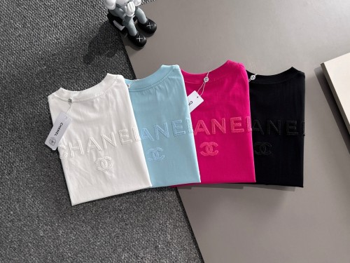 Chanel New Classic Personalized Embroidered Logo Short Sleeve Unisex Casual T-shirt