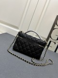 Chanel New Lychee patterned Leather Box Bag Chain Strap Crossbody Bag Size: 19 CM