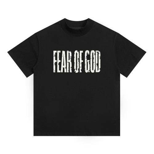 Fear of God Personalized Crack Logo Printed Short Sleeve Unisex Loose Casual T-shirt