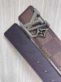 Louis Vuitton Retro Logo Checkered Leather Belt 40MM