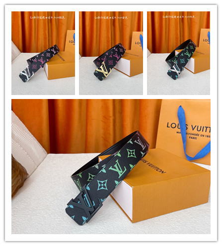Louis Vuitton New Gradient Logo Printed Plain Belt 40MM