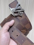 Louis Vuitton Retro Logo Checkered Leather Belt 40MM