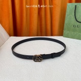 Gucci New Fashion Versatile Double G Copper Buckle Leather Belt 20MM