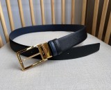 Prada New Men's Double sided Cross Pattern Leather Needle Buckle Belt 35MM