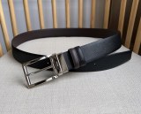 Prada New Men's Double sided Cross Pattern Leather Needle Buckle Belt 35MM