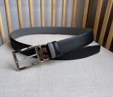 Prada New Men's Double sided Cross Pattern Leather Needle Buckle Belt 35MM