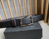 Prada New Men's Double sided Cross Pattern Leather Needle Buckle Belt 35MM