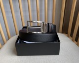 Prada New Men's Double sided Cross Pattern Leather Needle Buckle Belt 35MM