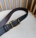 Prada New Men's Double sided Cross Pattern Leather Needle Buckle Belt 35MM