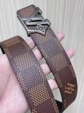 Louis Vuitton Retro Logo Checkered Leather Belt 40MM