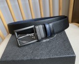 Prada New Men's Double sided Cross Pattern Leather Needle Buckle Belt 35MM