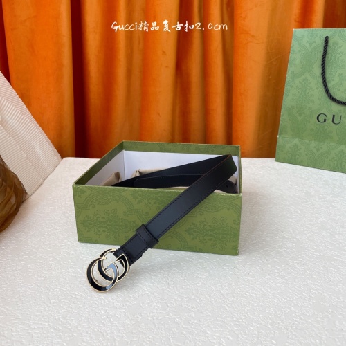 Gucci New Fashion Versatile Double G Copper Buckle Leather Belt 20MM
