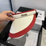 Prada New Fashion Color Contrasting Empty Top Straw Hat Versatile Sunshade Hat 57CM