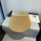 Prada New Fashion Empty Top Straw Hat Versatile Sunshade Hat