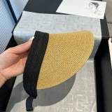 Prada New Fashion Empty Top Straw Hat Versatile Sunshade Hat
