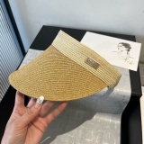 Prada New Fashion Empty Top Straw Hat Versatile Sunshade Hat
