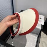 Prada New Fashion Color Contrasting Empty Top Straw Hat Versatile Sunshade Hat 57CM