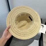 Prada New Fashion Sunshade Straw Hat Versatile Top Hat 57CM