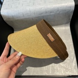 Prada New Fashion Empty Top Straw Hat Versatile Sunshade Hat