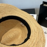 Prada New Fashion Sunshade Straw Hat Versatile Top Hat 57 CM
