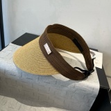 Prada New Fashion Empty Top Straw Hat Versatile Sunshade Hat