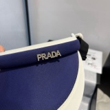 Prada New Fashion Color Contrasting Empty Top Straw Hat Versatile Sunshade Hat 57CM