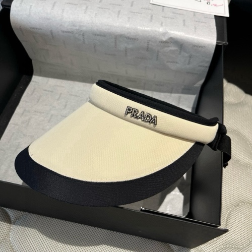 Prada New Fashion Color Contrasting Empty Top Straw Hat Versatile Sunshade Hat 57CM