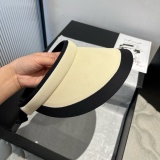 Prada New Fashion Color Contrasting Empty Top Straw Hat Versatile Sunshade Hat 57CM