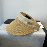 Prada New Fashion Empty Top Straw Hat Versatile Sunshade Hat