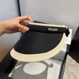 Prada New Fashion Color Contrasting Empty Top Straw Hat Versatile Sunshade Hat 57CM